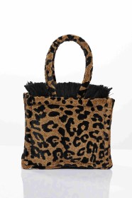 LEOPARD VELVET BROWN MINI TOTE BAG (3)